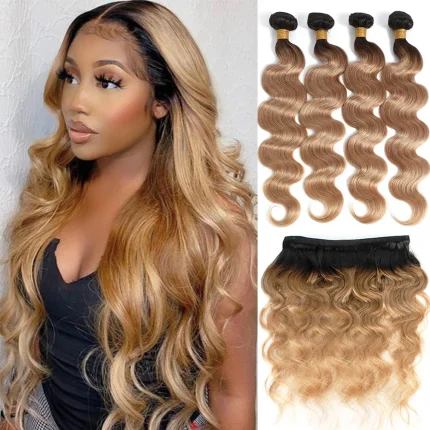 Extensões de cabelo Natural Cabelo Humano Loiro Ondulado Corpo Brasileiro Remy 100% Natural Pacotes de Extensões | Loja dos Cabelos