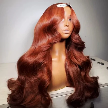 Perucas Peruca de Cabelo Humano Marrom Avermelhado Onda do Corpo HD Transparente 13×6 Frontal ou Fechamento 4×4 5×5 até 40 Polegadas | Loja dos Cabelos