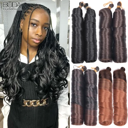Extensões de cabelo Sintético Cabelo de Crochê Sintético 24 Polegadas com Cachos Espirais Franceses Pré-Esticados para Mulheres | Loja dos Cabelos