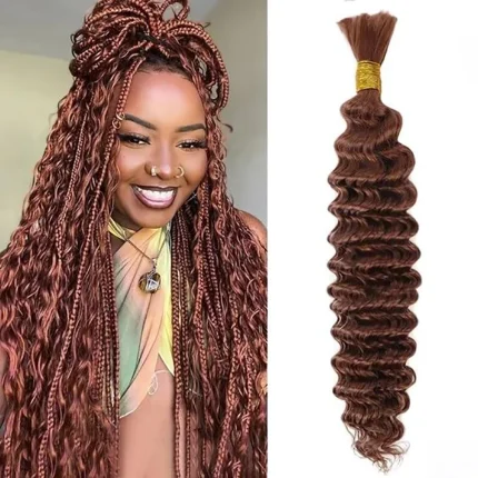 Extensões de cabelo Natural Pacote de Cabelo Humano para Trança Chocolate Marrom Ondulado 16″ – 100g | Loja dos Cabelos