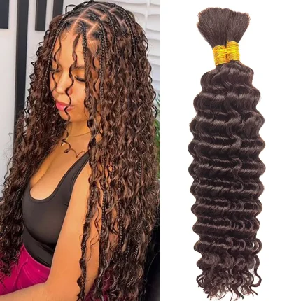 Extensões de cabelo Natural Cabelo Humano Marrom Chocolate para Tranças Boho 18” Ondas Profundas 2 Pacotes 100g | Loja dos Cabelos