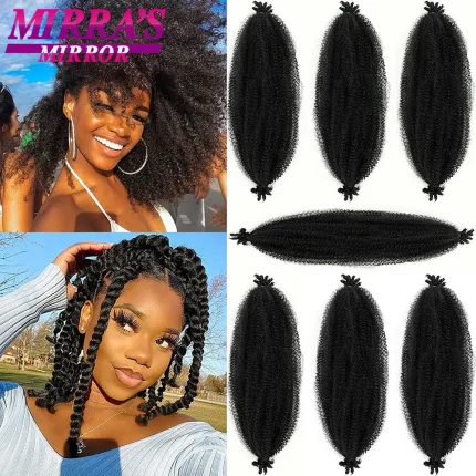 Extensões de cabelo Sintético Extensão de Cabelo Sintético Afro Kinky para Torção e Crochê – Elástico 16/24/28″ para Marley Tranças e Falso Locs | Loja dos Cabelos