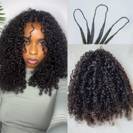 Extensões de cabelo Natural Extensões de Cabelo Humano Afro Kinky Cacheado Mongol Remy para Tranças Crochê Textura 3C 4A | Loja dos Cabelos