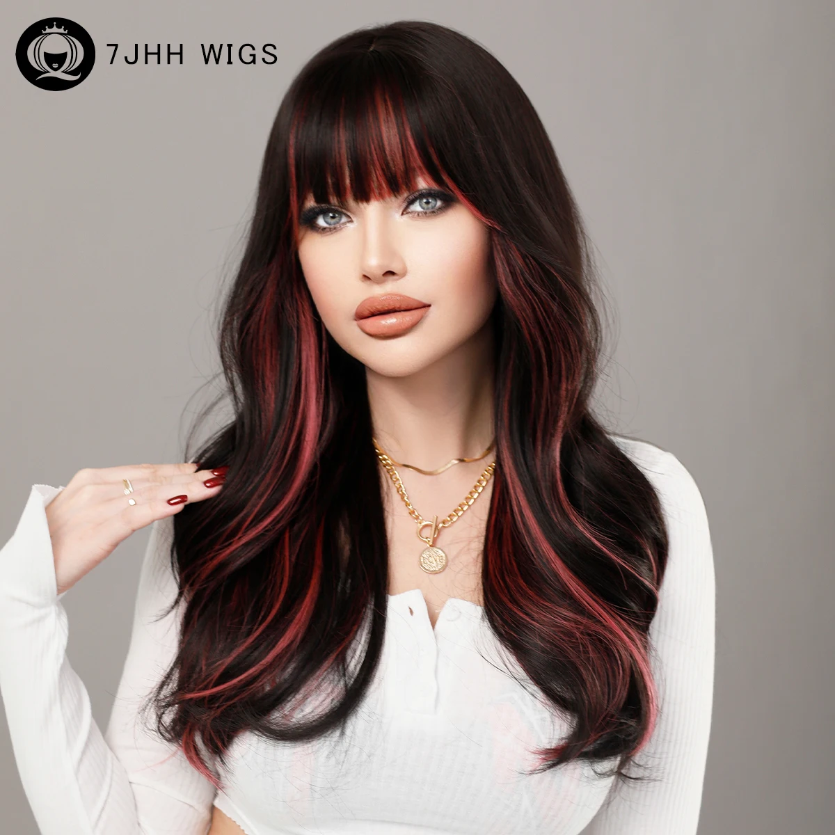 Comprar Perucas Peruca Longa Ondulada Preta com Mechas Rosa e Franja para Mulheres – Cabelo Sintético Resistente ao Calor na Loja dos Cabelos – Entrega Rápida! Perucas Peruca Longa Ondulada Preta com Mechas Rosa e Franja para Mulheres – Cabelo Sintético Resistente ao Calor | Loja dos Cabelos