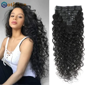 Extensões de cabelo Natural Extensões de Cabelo Humano Brasileiro Remy com Presilha Onda de Água – 8 Peças, 120g, Cor Natural, 20 a 60cm | Loja dos Cabelos