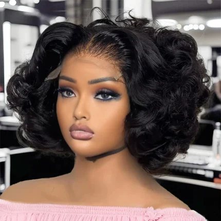 Perucas Peruca Bob Curta de Cabelo Humano Onda do Corpo ou Onda de Água HD Transparente 13×4 13×6 Frontal ou Fechamento 5×5 200% Densidade | Loja dos Cabelos