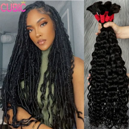Extensões de cabelo Natural Extensões de Cabelo Humano 100% Remy Brasileiro Onda Profunda para Tranças Boho | Loja dos Cabelos