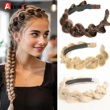 Extensões de cabelo Sintético Faixa de Cabelo Trançada Espinha de Peixe Sintética – Estilo Boêmio Feminino, Acessório de Cabeça | Loja dos Cabelos