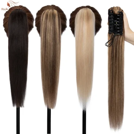 Rabo de Cavalo Rabo de Cavalo com Presilha para Mulheres – 100% Cabelo Humano Liso, 120g, Aplique de Cabelo Natural | Loja dos Cabelos