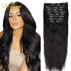 Extensões de cabelo Natural Extensões de Cabelo Humano Brasileiro Liso Remy – 160g a 240g, Volume Extra, 16 a 24 Polegadas, 10 Peças | Loja dos Cabelos