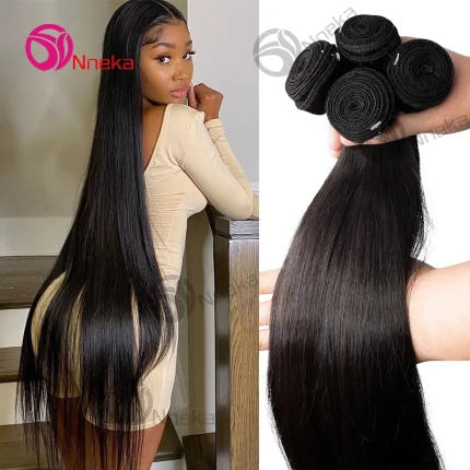 Extensões de cabelo Natural Pacotes de Cabelo Humano Brasileiro Reto 100% Natural – Extensões Femininas 1, 3 ou 4 Peças Preto | Loja dos Cabelos