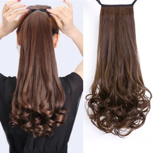 Rabo de Cavalo Peruca Rabo de Cavalo Feminina Sintética Longa Ondulada 14 Polegadas Cabelo Cacheado Natural | Loja dos Cabelos