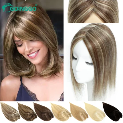 Perucas Topper de Cabelo Humano Feminino com Grampos – Base Invisível, 1 Peça, Peruca Parcial Natural Feita à Máquina | Loja dos Cabelos