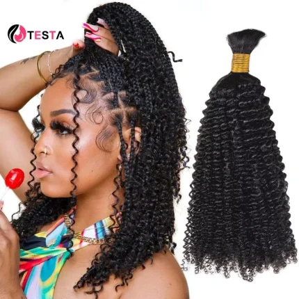 Extensões de cabelo Natural Cabelo Humano Indiano Remy Encaracolado Jerry para Trança 10-28” Cor Natural 100g | Loja dos Cabelos