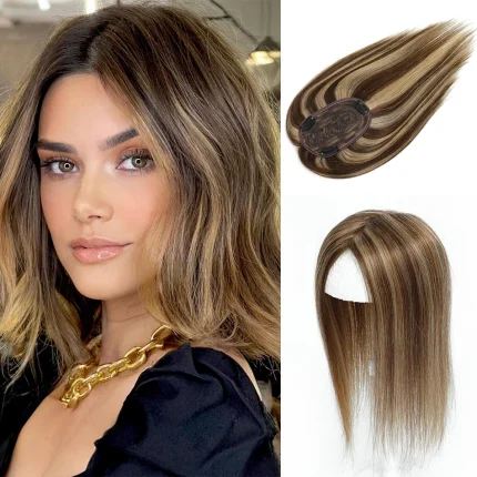 Perucas Topper de Cabelo Humano Remy com Grampos – 100% Natural para Mulheres com Cabelos Finos, 1 Peça, 25 a 45 cm | Loja dos Cabelos