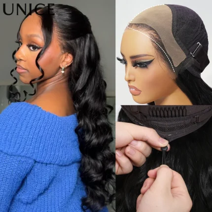 Perucas Peruca de Cabelo Humano Unice 13×4 Frontal HD com Renda Invisível, Onda do Corpo, 180% de Volume, Sem Cola | Loja dos Cabelos
