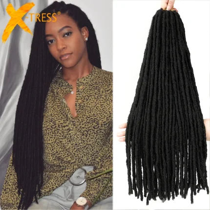 Extensões de cabelo Sintético Extensão de Cabelo Sintético para Trança de Crochê Dreadlocks Ombre Marrom X-TRESS Liso Falso Locs Feminino | Loja dos Cabelos