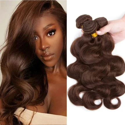 Extensões de cabelo Natural Extensões de Cabelo Humano Castanho Chocolate #4 – Onda do Corpo Cacheada para Mulher | Loja dos Cabelos