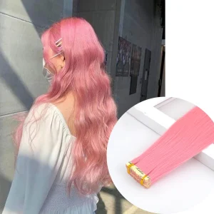 Extensões de cabelo Natural Fitas Adesivas Invisíveis para Extensão de Cabelo Sintético Colorido 10 Unidades Rosa, Roxo e Azul | Loja dos Cabelos