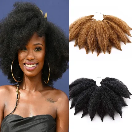 Extensões de cabelo Sintético Trança Sintética Afro Twist de Crochê Macio 8″ Preto e Castanho Ombre | Loja dos Cabelos