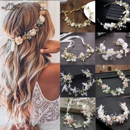 Bolsas e acessórios Acessórios de Cabelo para Noiva com Cristais e Pérolas, Tiaras e Headbands Nupciais com Fita de Cetim | Loja dos Cabelos