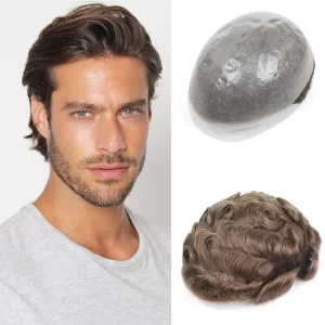Perucas Peruca Masculina de Cabelo Humano Plutônio 6 Polegadas – Sistema Completo V-Loop com Pele Poli 0,08mm | Loja dos Cabelos