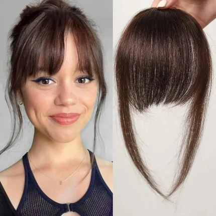 Perucas Peruca de Cabelo Humano 100% Marrom com Franja Natural Fina e Clip de 11 cm para Mulheres | Loja dos Cabelos