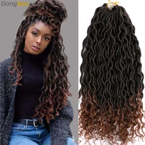Extensões de cabelo Sintético Trança Sintética de Crochê Faux Locs Deusa Encaracolada Extensão de Cabelo Macio | Loja dos Cabelos