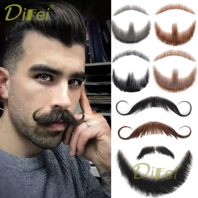 Barbas Barba Falsa Sintética Realista – Bigode e Cavanhaque Preto para Fantasia, Cosplay e Halloween | Loja dos Cabelos
