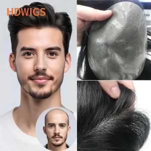 Perucas Peruca Masculina de Cabelo Humano Indiano Remy – Sistema Capilar com Base Fina e Aparência Natural | Loja dos Cabelos