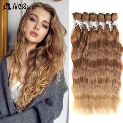 Extensões de cabelo Sintético Extensões de Cabelo Sintético Onda de Água Ombre Loiro 20 Polegadas – Pacote com 6 Unidades | Loja dos Cabelos