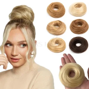 Rabo de Cavalo Coque Donut de Cabelo Humano Flexível Mrs, Rabo de Cavalo Updo, Extensão Elástica 6 Polegadas, Marrom e Loiro | Loja dos Cabelos