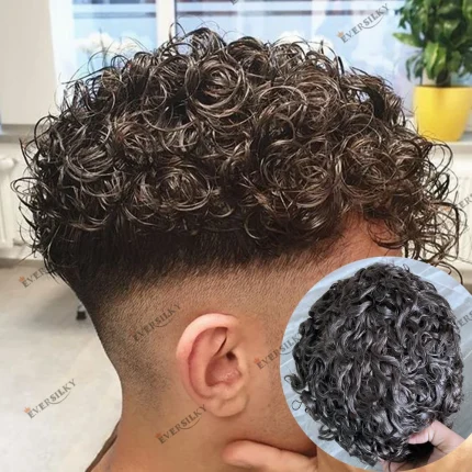 Perucas Peruca de Cabelo Humano Encaracolado 20mm com Base de Pele Completa, Densidade 130, Preto/Marrom, Aparência Natural | Loja dos Cabelos