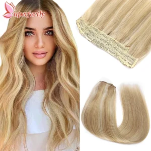 Extensões de cabelo Natural Extensão de Cabelo Humano Halo – Reta com Fio Invisível e Grampos | Loja dos Cabelos