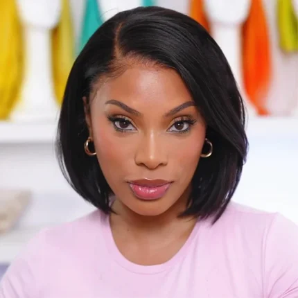 Perucas Peruca Curta Bob Reta Kinky com Frente em Renda Transparente 13×4 – Cabelo Humano Yaki Pronto para Uso | Loja dos Cabelos