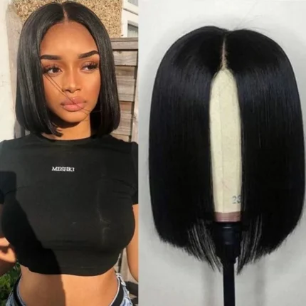 Perucas Peruca Sintética Curta Bob para Mulheres – Cabelo Natural Resistente ao Calor, Estilo Fofo com Risca Central, Moda e Tendência | Loja dos Cabelos