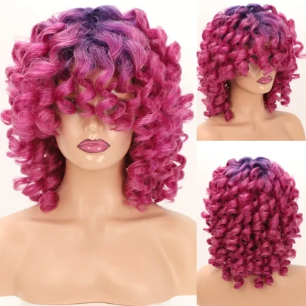 Perucas Peruca Sintética Curta Ondulada para Mulheres – Cores T30, 99J, Laranja, Rosa e Loiro – Ideal para Cosplay e Uso Diário | Loja dos Cabelos
