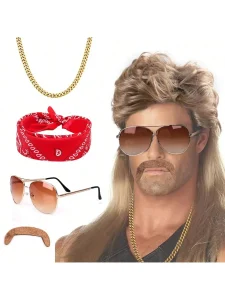 Perucas Peruca Masculina Estilo Mullet Anos 80 e 90 Loiro Sintético Resistente ao Calor – Fantasia e Festa | Loja dos Cabelos