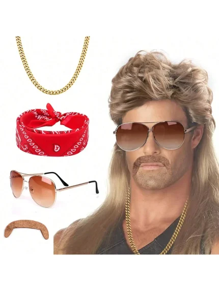Perucas Peruca Masculina Estilo Mullet Anos 80 e 90 Loiro Sintético Resistente ao Calor – Fantasia e Festa | Loja dos Cabelos