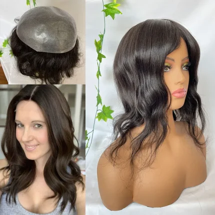 Perucas Peruca de Cabelo Humano Remy Castanho 8×10 Liso 12 Polegadas para Homens e Mulheres | Loja dos Cabelos