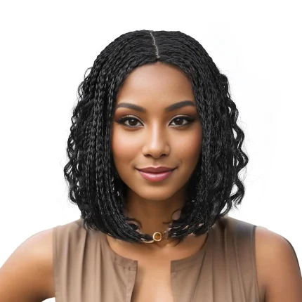Perucas Peruca Sintética Curta com Tranças Box Braids estilo Bob – Cabelo Encaracolado para Mulheres, Cosplay e Estilo Deusa | Loja dos Cabelos