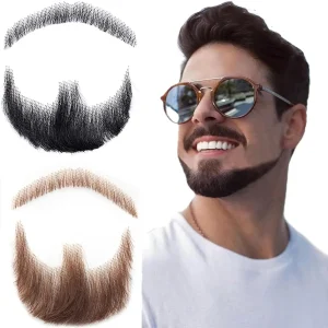 Barbas Barba Falsa Realista em Cabelo Humano – Cavanhaque e Bigode Artesanais com Renda Invisível para Fantasia e Cosplay | Loja dos Cabelos