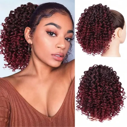 Rabo de Cavalo Extensão de Rabo de Cavalo Sintético Curto Cacheado 25cm – Cabelo Resistente ao Calor para Mulheres | Loja dos Cabelos