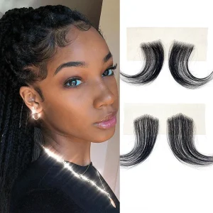 Extensões de cabelo Natural Franja de Renda Preta 15cm em Cabelo Humano 100% Natural Invisível para Testa e Costeletas | Loja dos Cabelos
