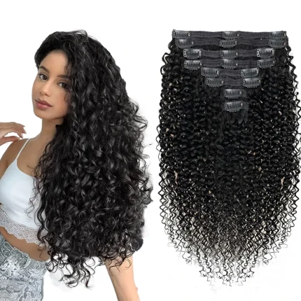 Extensões de cabelo Natural Extensões de Cabelo Humano Virgem Brasileiro Onda Profunda – 8 Peças com 18 Clipes, 120g, Cabelo Remy Natural Feminino | Loja dos Cabelos