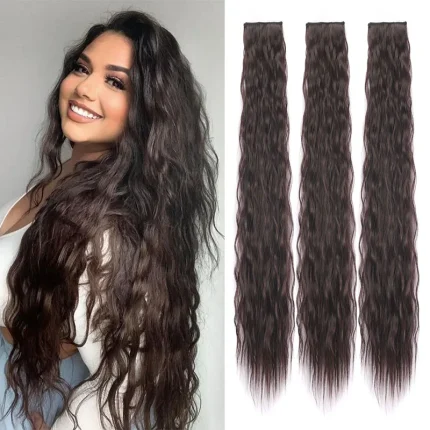 Extensões de cabelo Sintético Extensões de Cabelo Sintético 20” Onda de Água com Presilha – Kit 3 Peças para Aumentar o Volume e Uso Diário | Loja dos Cabelos