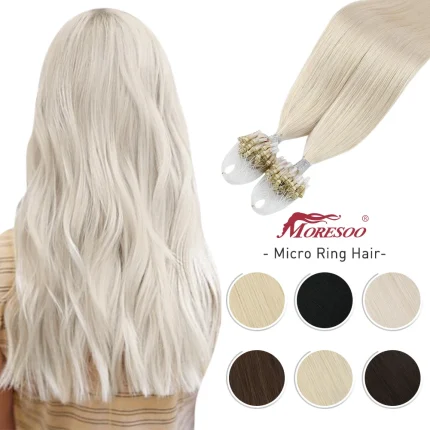 Extensões de cabelo Natural Extensões de Cabelo Humano Liso Micro Laço Remy Brasileiro Loira Balayage 100% Natural 50g | Loja dos Cabelos