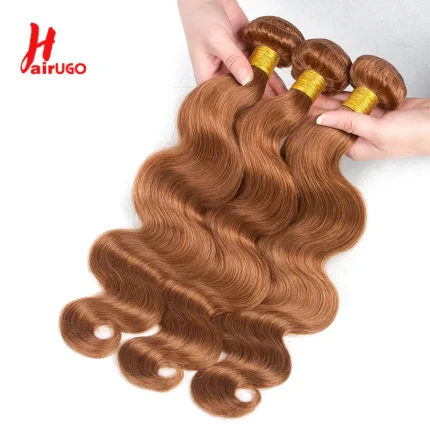 Extensões de cabelo Natural Cabelo Humano Remy HairUGo Castanho #30 e #33 – Pacotes Ondulados para Extensões 10-26″ | Loja dos Cabelos
