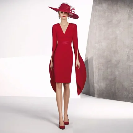 Vestidos de Cerimónia Vestido de Mãe da Noiva Vermelho Modelo Sereia – Curto, Formal e Elegante para Festa de Casamento | Loja dos Cabelos