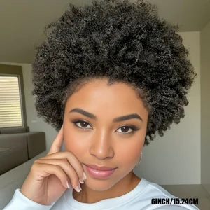Perucas Peruca Curta Afro Encaracolada de Cabelo Humano 6/8 Polegadas com Corte Pixie Natural para Mulheres | Loja dos Cabelos